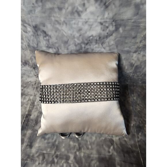 Silver Rhineston His & Hers Wedding Flower Girl Basket + Ring Bearer Pillow Set - Picture 5 of 12